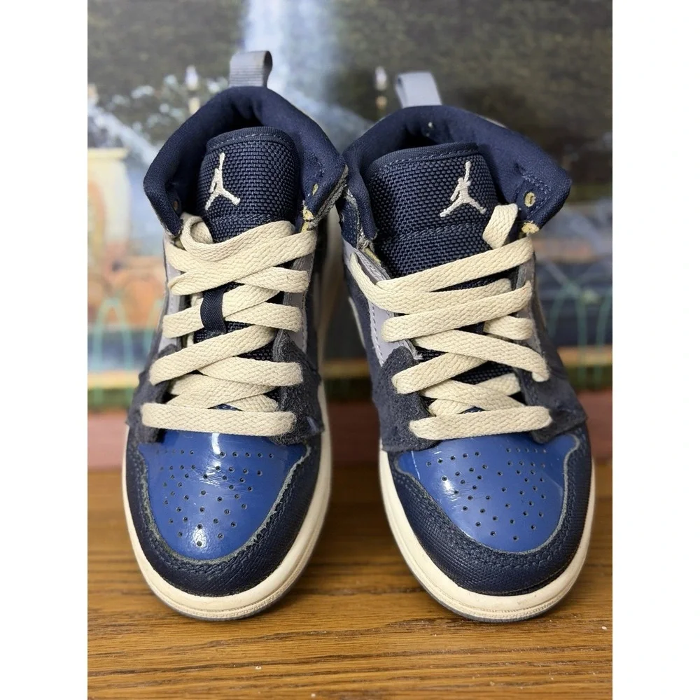 🔥Nike Air Jordan 1 Mid SE Craft (PS) Obsidian White Blue DX2195 400- SZ 10.5C